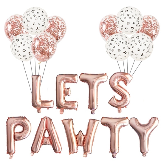 Picture of Lets Pawty Letter Foil with baloon set Pink